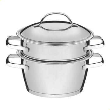 Imagem de Cuscuzeira com Fundo Triplo 2 Peça, Tramontina, 65650050, Inox