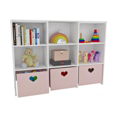 Imagem de Estante De Nichos Com Baús Organizadores Coração Stella 100% MDF - Woo