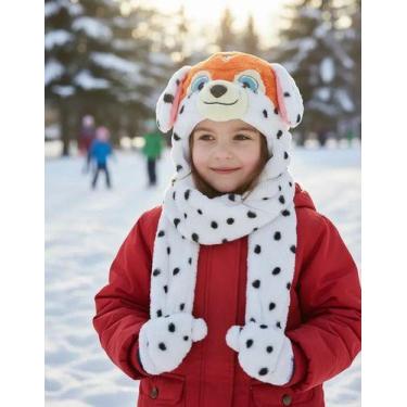 Imagem de Touca Gorro Infantil Pelúcia Com Cachecol E Apoio Para Mãos - NoBrand,
