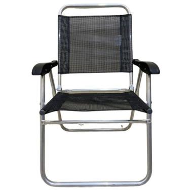 Imagem de Cadeira De Praia Alta Sanete Encosto Alto Aluminio Ronchetti Cor Preto