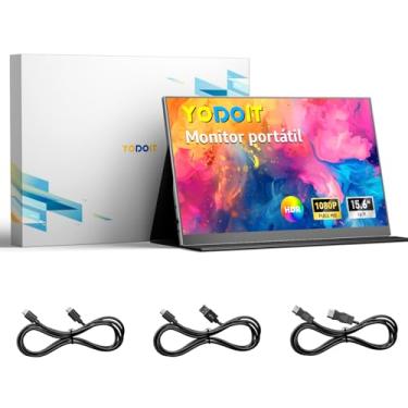 Imagem de Yodoit Monitor Portátil 15,6" 1080P 100% SRGB FHD Tela com Porta USB Tipo C HDMI com Ca...