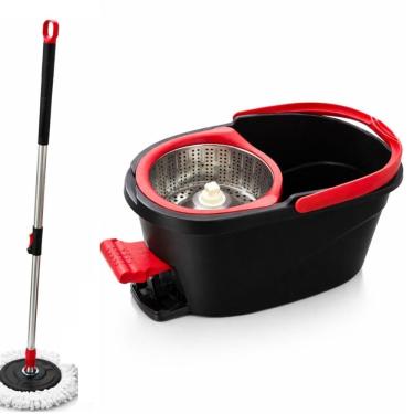 Imagem de Mop com Balde Turbo Giratório 360 graus  Cesto Duplo Inox Microfibra Pedal Centrífuga 13L Profissional Yeet