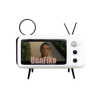 Imagem de UnnFiko Suporte retrô estilo TV, suporte de mesa de desenho animado, universal para iPhone X 6 6s 7 8 Plus Xs XR 11 Pro Max (TV White)