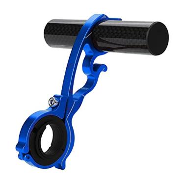 Imagem de Juicemoo Extensor de guidão, suporte de extensão de bicicleta, bela extensão rápida para faróis de 22,2 – 31,8 mm para câmeras para lâmpada (tubo de carbono de 10 cm) azul)