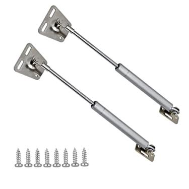 Imagem de 100N/10 kg Dobradiça de armário a gás Suporte de elevação de segurança, suporte de gás de cabeça de metal, suportes de tampa de fechamento suave e buffer porta de armário telescópica de mola a gás suporta 25,4 cm de comprimento 2 peças
