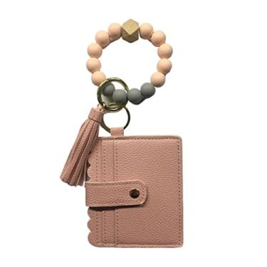 Imagem de Kasituny Bolsa de dinheiro casual feminina pulseira carteira bolsa presente botão de pressão Rosa