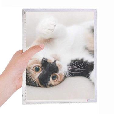 Imagem de Caderno de animais com listras de gatinho para dormir com folhas soltas e diário recarregável