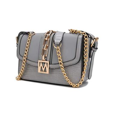 Imagem de Bolsa transversal MKF para mulheres – Bolsa feminina de couro PU – Bolsa lateral carteiro, alça de ombro, Light Grey, Medium
