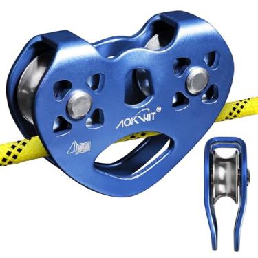 Imagem de Corda de polia de escalada de 8 a 13 mm, roldana, de aço inoxidável, de alumínio durável, dupla velocidade, dupla polia 25KN para quintal, tirolesa, transporte, equipamento de montanhismo, resgate,