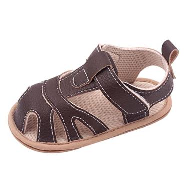 Imagem de oddler Shoes Sandálias para meninos e meninas de fundo plano leve respirável bico redondo sandálias infantis para uso diário ou festa, Marrom, 6-12 Meses