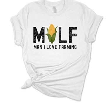 Imagem de Camiseta feminina divertida masculina I Love Farming, Branco, 3G