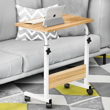 Imagem de Mesa ajustável dobrável, mesa de notebook lateral com ajuste de altura (Nogueira-Básico)