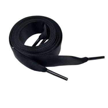 Imagem de Flat Satin Ribbon Shoelaces Laces For Sneaker Sport Shoes(Color:Black,Size:100cm)