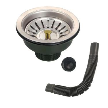 Imagem de Ralo Valvula Dreno Filtro de Pia 10x10 Inox Sifao Tubo de Escoamento Cozinha Lavanderia Lavabo Casa