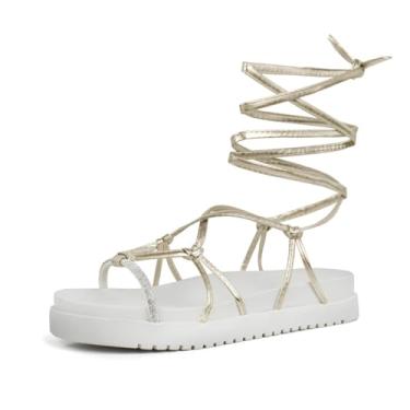 Imagem de Sandália Feminina Papete Gladiadora de Amarrar na Perna (Bege, BR, Adulto, Numérico, 34)