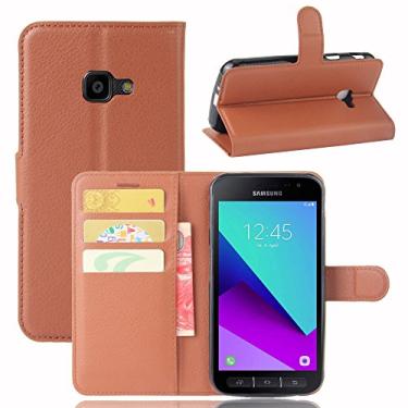 Imagem de Capa para Samsung Galaxy Xcover 4/G390F – Capa carteira flip de couro PU para Galaxy Xcover 4/G390F, capa de proteção de telefone estilo empresarial, capa com [compartimentos para dinheiro e cartão]