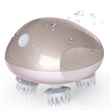 Imagem de Massageador elétrico de cabeça de couro cabeludo - massageador de crescimento de cabelo e anti-queda de cabelo - à prova d'água - 120 nós de amassar - alivia dores de cabeça - promove sono -