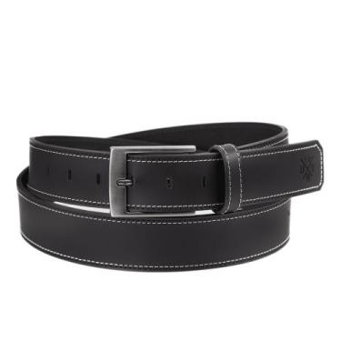 Imagem de Cinto Masculino Em Couro Fivela Prateado Com Costura - Use Young, Pret
