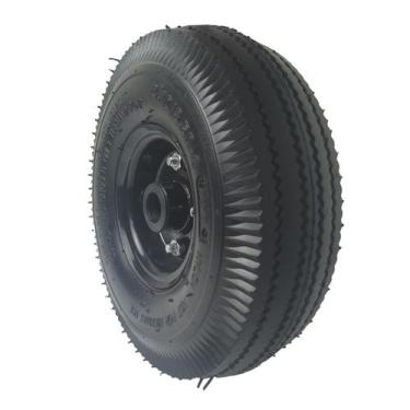 Imagem de Roda 3.50 x 4 Rolete Com Pneu Câmara Carrinho Tração Humana Borrachas 