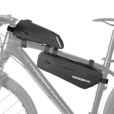 Imagem de ROCKBROS Bolsa de tubo de bicicleta, bolsa de quadro de bicicleta para Super 73 impermeável, bolsa de bicicleta, bolsa de telefone bolsa de acessórios de ciclismo para mountain road bike, 2 peças