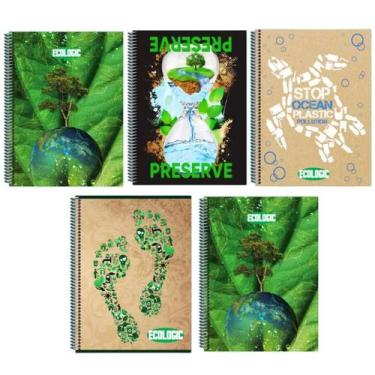 Imagem de Kit 6 Caderno Ecologic X 80 Folhas Arame Capa Dura Reforçado - Maxima 