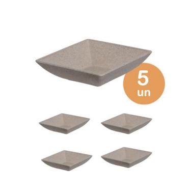 Imagem de 5un prato mini petisqueira quadrado petiscos cinza - EVO