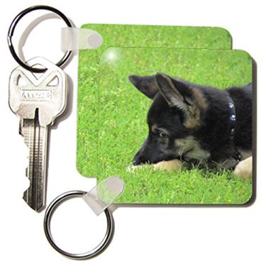 Imagem de 3dRose Filhote de pastor alemão - Chaveiros, 5,7 x 11,4 cm, conjunto de 4 (kc_21185_2)