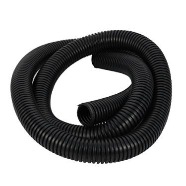 Imagem de uxcell Tubo de conduíte ondulado flexível PP de 1,5 m 23 x 28 mm para jardim, escritório, preto