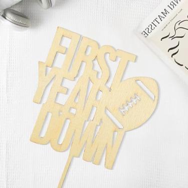 Imagem de First Year Down Birthday Cake Topper,Football 1st Birthday Cake Topper, First Birthday Football Theme Decorations, Football Birthday Decor, Boys 1st Birthday Party Supplies
