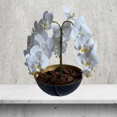 Imagem de 12 Orquídeas Brancas phalaenopsis Artificiais Realista - Sofisticação 
