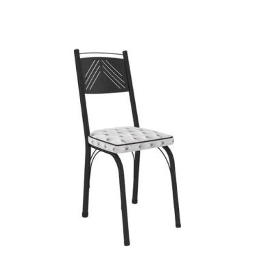 Imagem de Kit 2 Cadeiras Tubulares 151 Preto Fosco Assento Capitonê - Artefamol