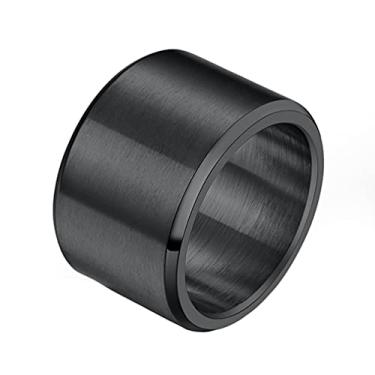 Imagem de INRENG Anel masculino feminino de aço inoxidável com 19 mm/10 mm de largura, banda simples, acabamento fosco, prata, dourado, preto