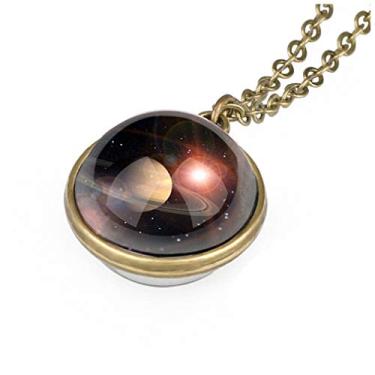 Imagem de Colar com pingente de galáxia, nebulosa, dupla face, espaço sideral, planeta, colar para mulheres, homens, globo terrestre, universo, joias, presentes de Natal, Vidro