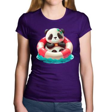 Imagem de Baby Look Algodão Ursinha  Relaxando Na Piscina - Foca na Moda, Roxo, 