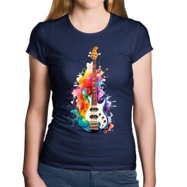 Imagem de Baby Look Algodão Contra Baixo Watercolor - Foca na Moda, Marinho, P