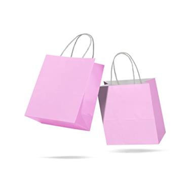 Imagem de Sacola de Papel Kraft Colorido Reforçada Alça Torcida P 18 x 22 x 9cm 100 unidades (Rosa Bebe)