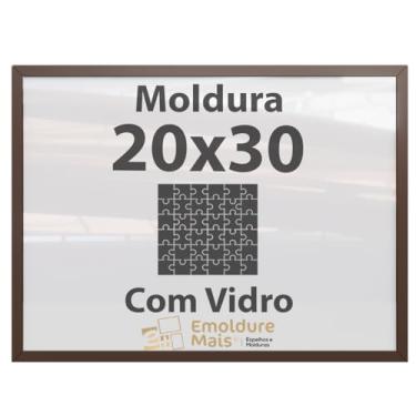 Imagem de Moldura 20x30 para Quebra Cabeça Ravensburger 60 peças Quadro com Vidro Decoração Parede Sala cor: Marrom