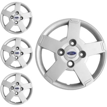 Imagem de Jogo Calota Aro 13 Ka Fiesta Escort 1993 94 95 96 97 1998 Emblema Prata