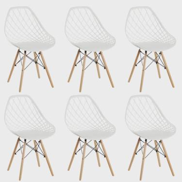 Imagem de Conjunto 6 Cadeiras para Sala de Jantar Clarice Cloe Madeira Branco