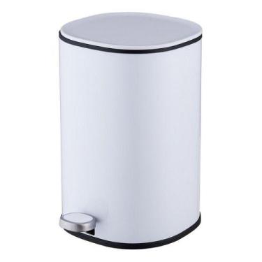 Imagem de Lixeira De Metal Cilindro Branca Com Pedal 5 Litros - Just Home Collec