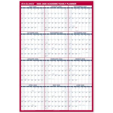 Imagem de AT-A-GLANCE Calendário apagável 2025-2026, planejador de parede apagável a seco, 122 x 81 cm, extra grande, ano acadêmico e regular, dupla face, horizontal (PM36AP28)