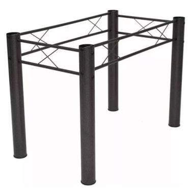 Imagem de Armação Para Mesa Jantar Madeira Tampos Pedra Vidro 1,20x75 - Jaddi Mo