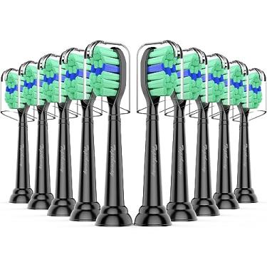 Imagem de Toptheway Cabeças de substituição compatíveis com Philips Sonicare Protectiveclean Dailyclean Escova de dentes elétrica 4100 5100 5300 C2 W2 G2 preta, pacote com 10