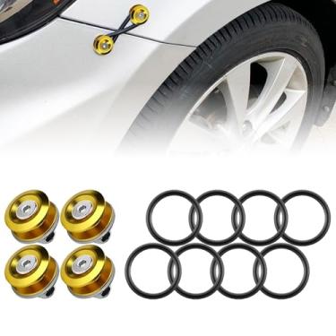 Imagem de Rolling Gears JDM Bumper Fixadores de Para-choques Traseiros Dianteiros de Liberação Rápida, 4 Peças (Ouro), 4 x O-Ring