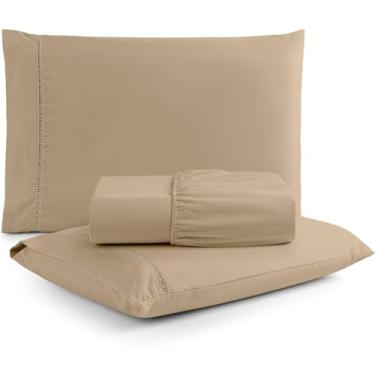 Imagem de Jogo de Lençol para Cama Box, 3 Peças, Percal 400 Fios, Ponto Palito, Toque Macio, Tamanhos Solteiro, Casal, Queen, King (BEGE, QUEEN)
