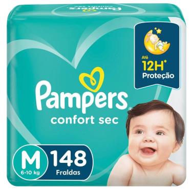 Imagem de Fralda Pampers Confort Sec Tamanho M com 148 Fraldas Descartáveis
