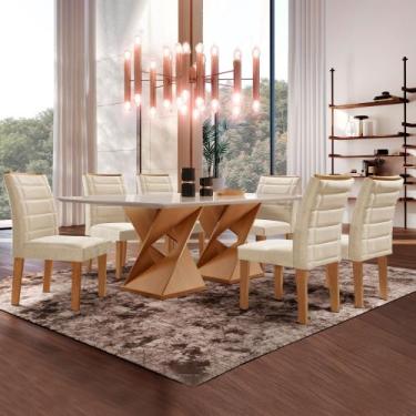 Imagem de Conjunto Sala de Jantar Genova Tampo Vidro/mdf com 6 Cadeiras Genova S