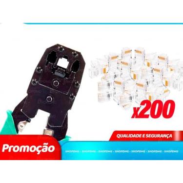 Imagem de Kit Alicate Crimpar Profissional + 200 Conectores RJ45 - SHOPDNG