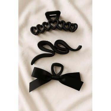 Imagem de 3 Pçs Piranha Presilha Grande P/Cabelo Formato Laço Cetim Coração Ondulado