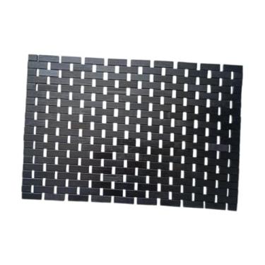 Imagem de ＫＬＫＣＭＳ Tapete de banho de bambu antiderrapante fácil de limpar tapete de chão moderno capacho para banheira interior exterior sauna sala de jantar, Preto, 40x60cm